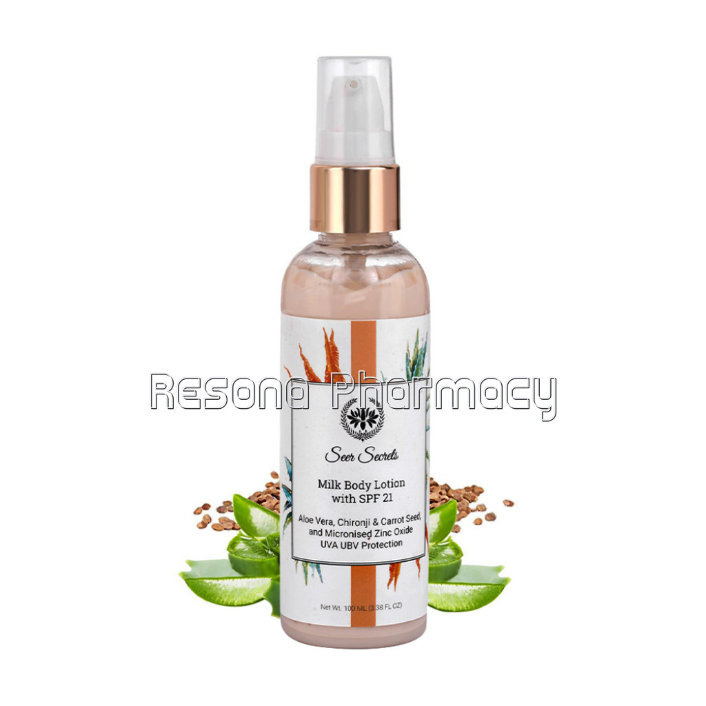 Aloe Vera, Chironji and Carrot Seed Spf 21 Milk Lotion  For Sun Damaged Skin