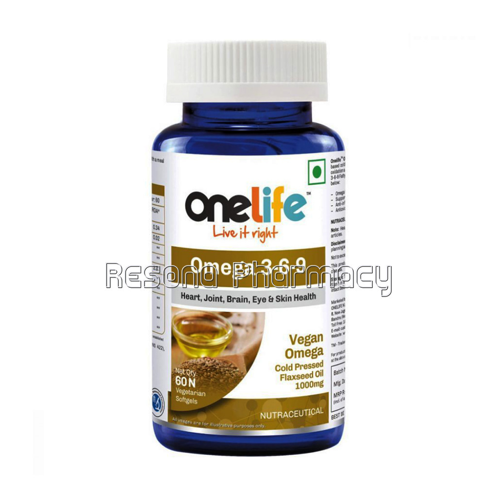 Onelife Veg Omega 3 6 9: Supports Heart and Skin Health   60 Softgels