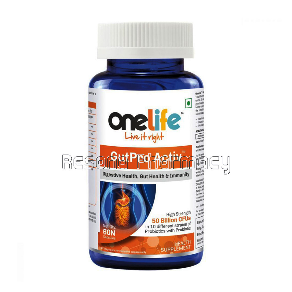 Onelife Gutpro Active: Digestive Health, Gut Health and Immunity( Vegan, Gmo Free),50 Billion Cfu, 10 Different Strains Of Probiotics With Prebiotic.