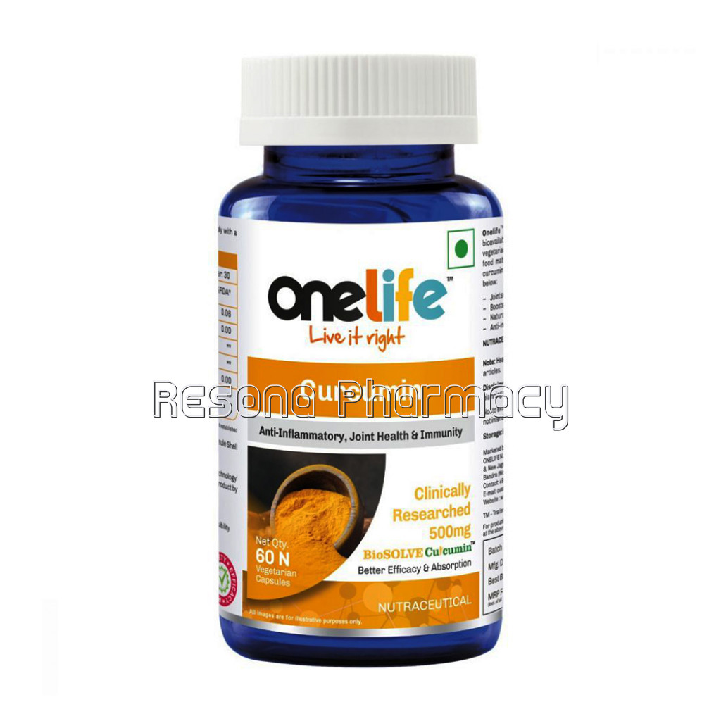 Onelife Curcumin With Biosolve Curcumin, Clinically Researched, NaNaturalExtracts, Pure, 8X Better Bioavailability, Absorption and Better Efficacy. Boost Immunity, Digestive Health and Joint Health. 60 Veg Capsules (Gmo Free And Vegan)