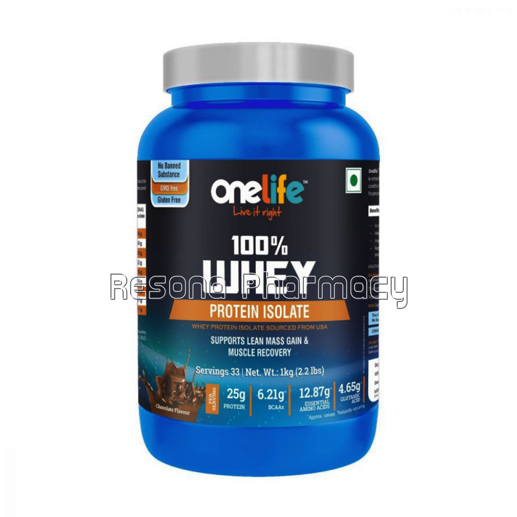 Onelife 100% Whey Protein Isolate : Supports Lean Mass Gain and Muscle Recovery   Chocolate   1Kg