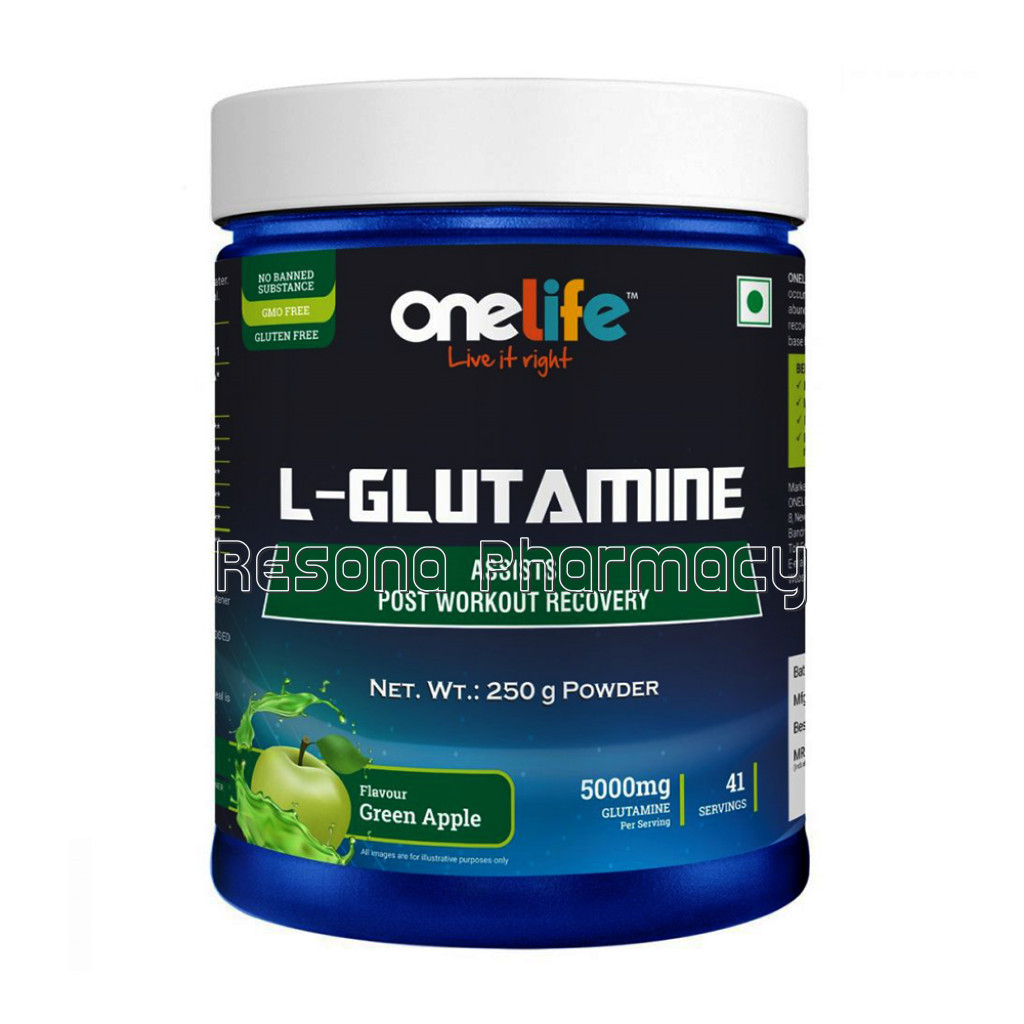 Onelife Glutamine Green Apple Flavor Powder: Post Workout Recovery, 250G