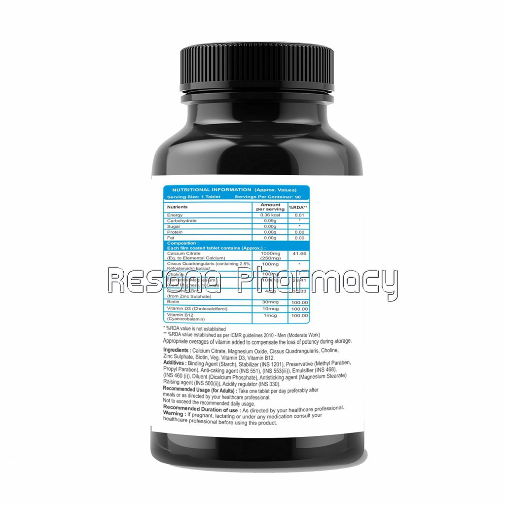 Ghc Herbals Calcium, Magnesium, Zinc With Hadjod And Vitamins | 90 Tablets