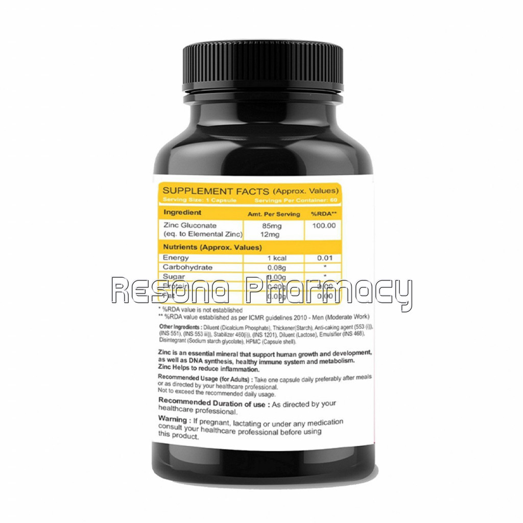 Zinc Gluconate (85Mg | 60 Veg Capsules)