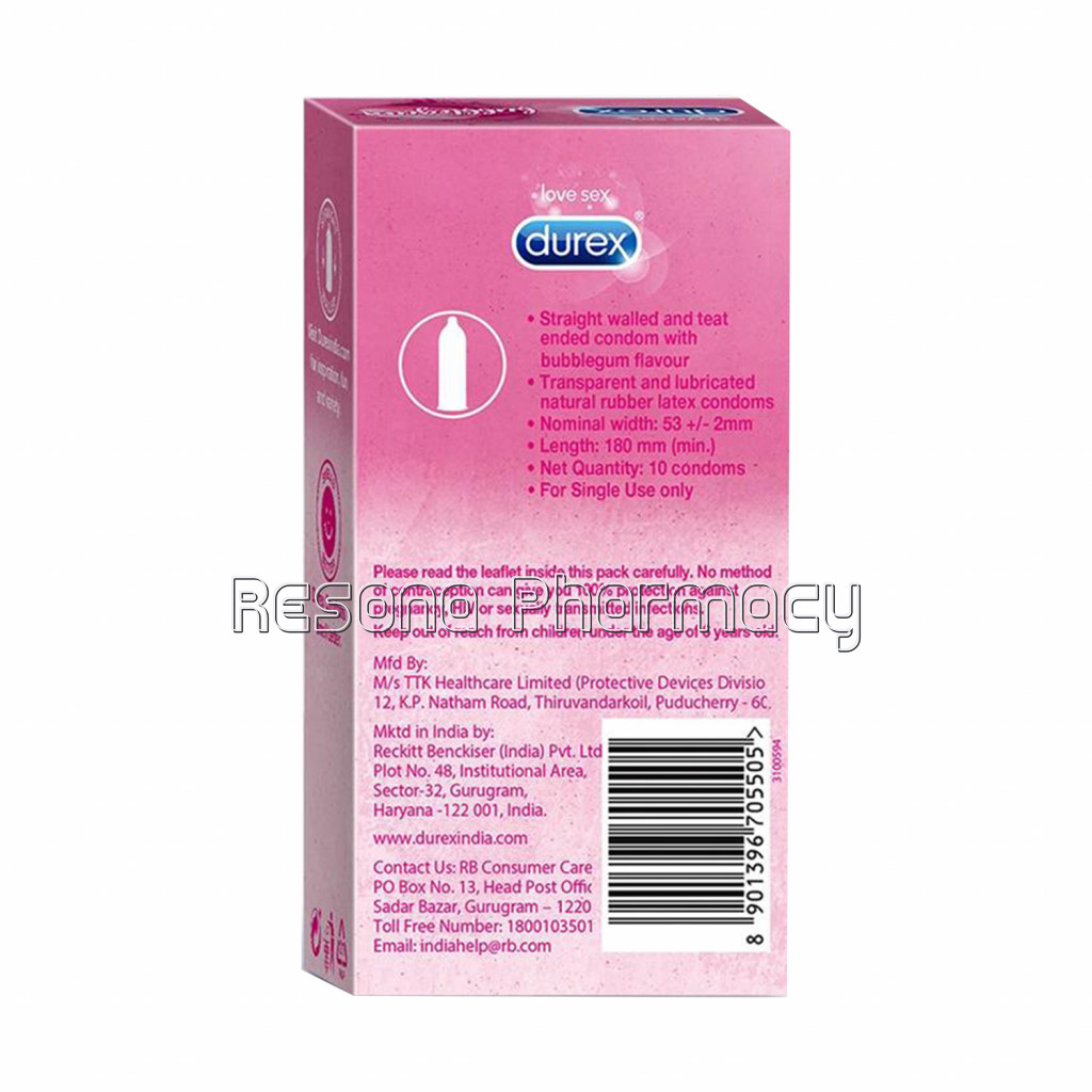 Durex Bubblegum Flavoured Condoms   10 Condoms