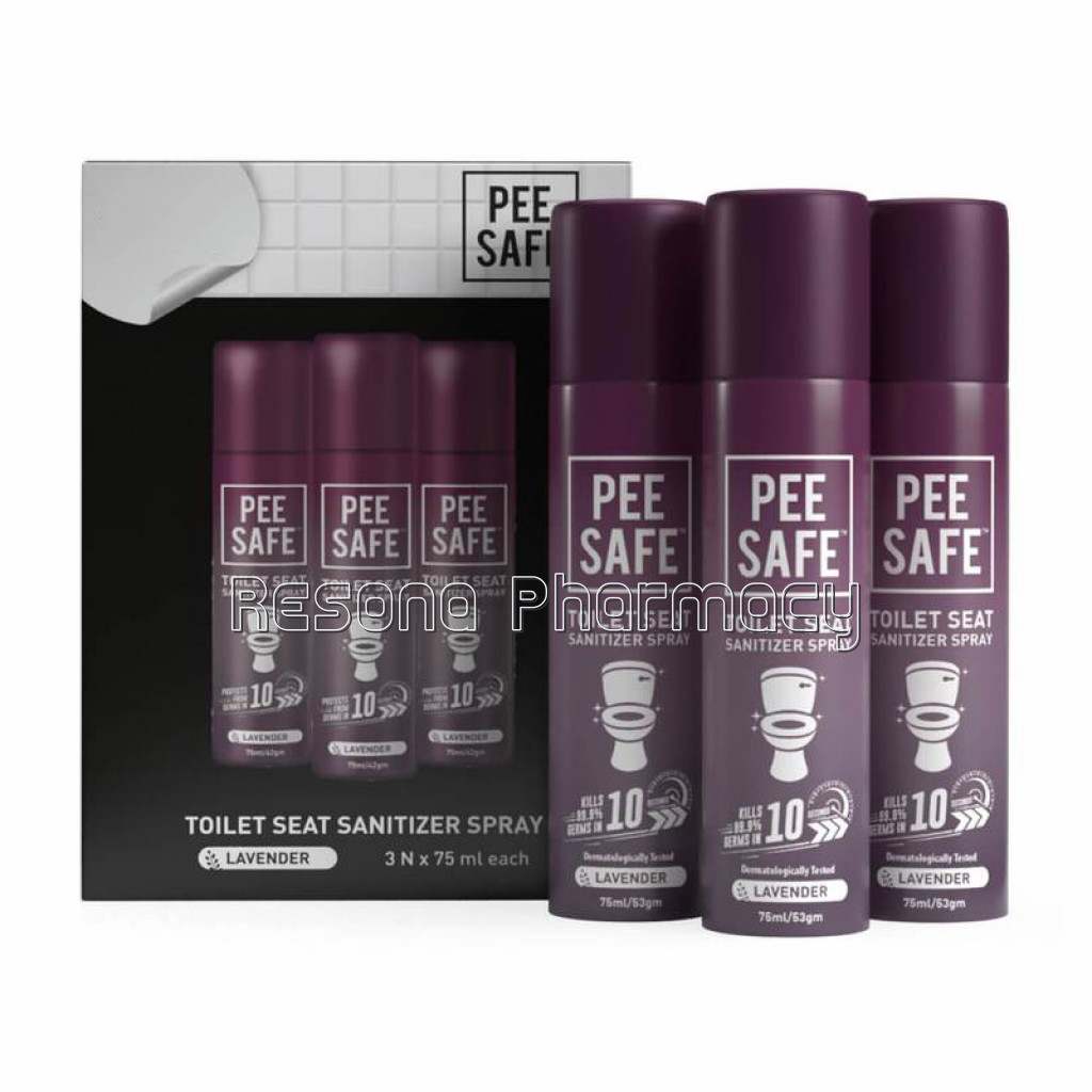 Pee Safe Toilet Seat Sanitizer Spray (Lavender)   75 Ml   Pack Of 3