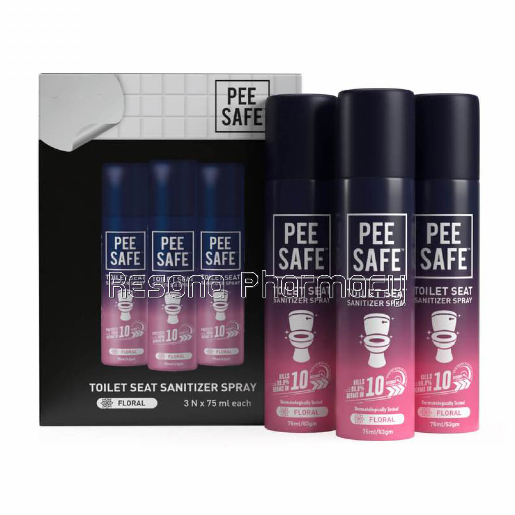 Pee Safe Toilet Seat Sanitizer Spray (Floral)   75 Ml   Pack Of 3