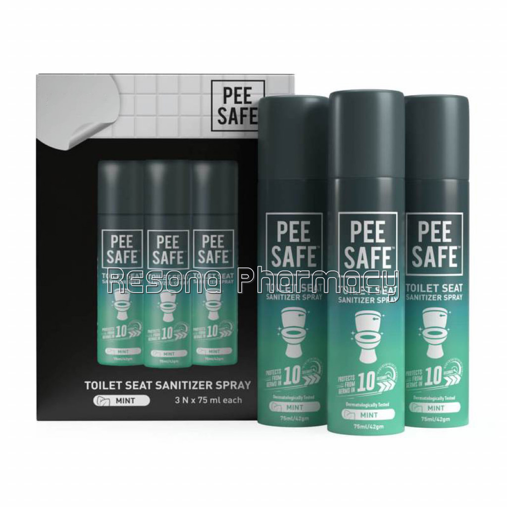Pee Safe Toilet Seat Sanitizer Spray (Mint)   75 Ml   Pack Of 3