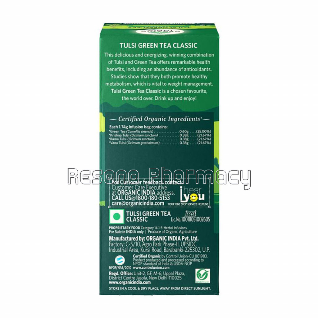 Tulsi Green Tea Classic 25 Tea Bags , 25N Infusion Bags