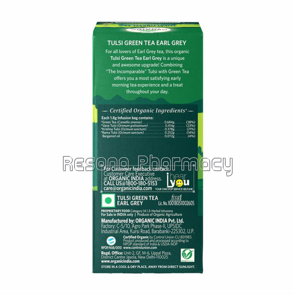 Tulsi Green Tea Earl Grey 25 Tea Bags , 25N Infusion Bags
