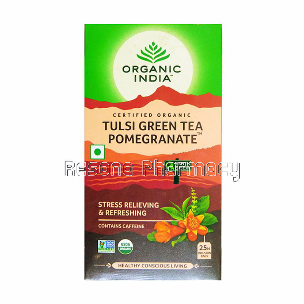 Tulsi Green Tea Pomegranate 25 Tea Bags , 25N Infusion Bags