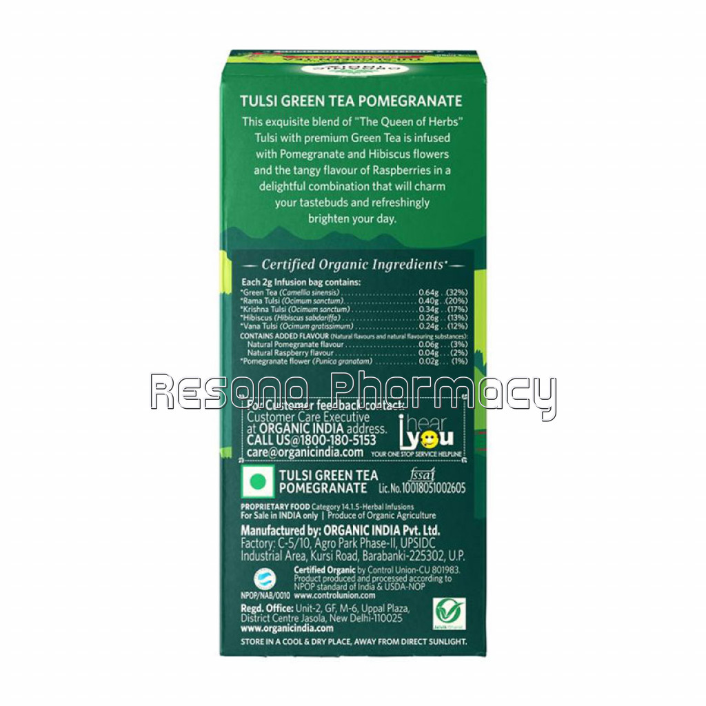 Tulsi Green Tea Pomegranate 25 Tea Bags , 25N Infusion Bags