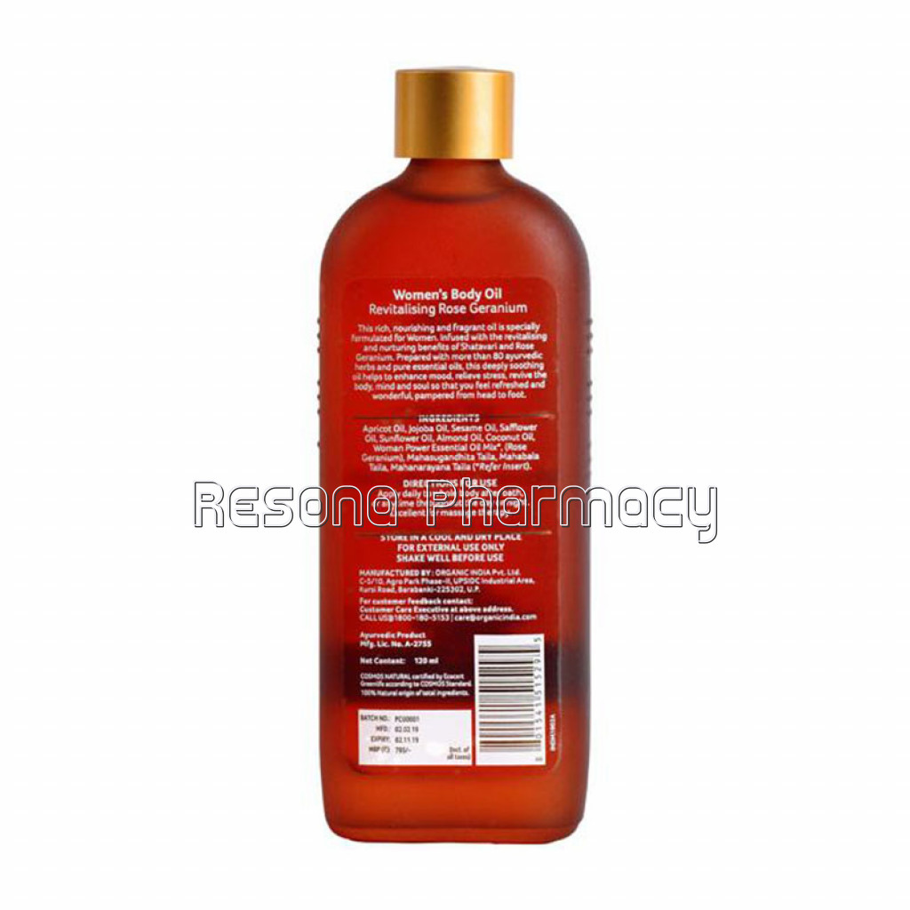 Womens Body Oil Revitalising Rose Geranium 120Ml