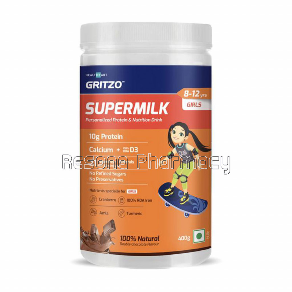 Gritzo Supermilk Personalized Protein and Nutrition Drink 8 12 Yr Girls, NaNaturalDouble Chocolate