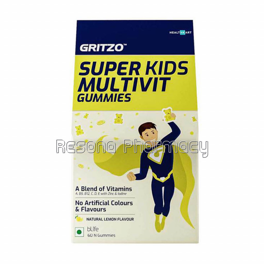Gritzo Super Kids Multivitamin Gummies, 60 Gummies, NaNaturalLemon