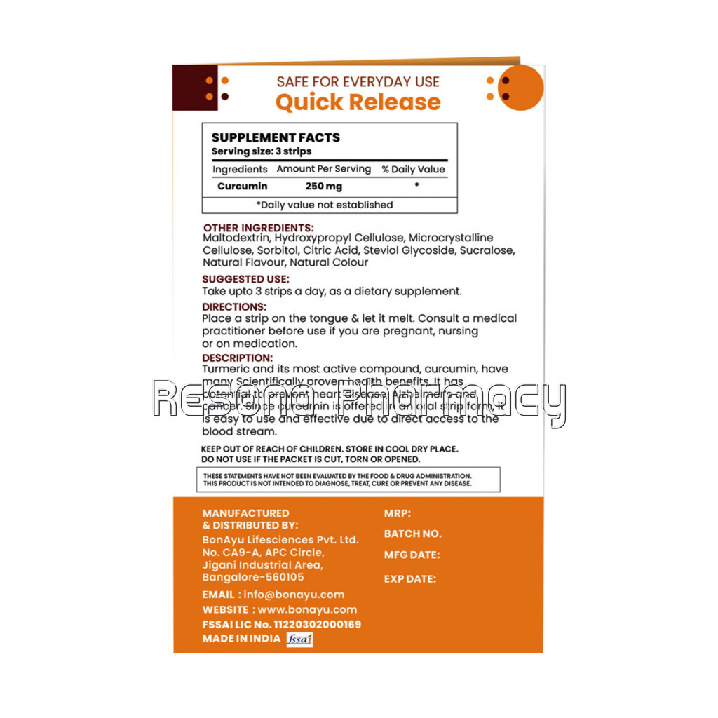 Bonayu Curcumin Mouth Dissolving Strips | 90 Strips