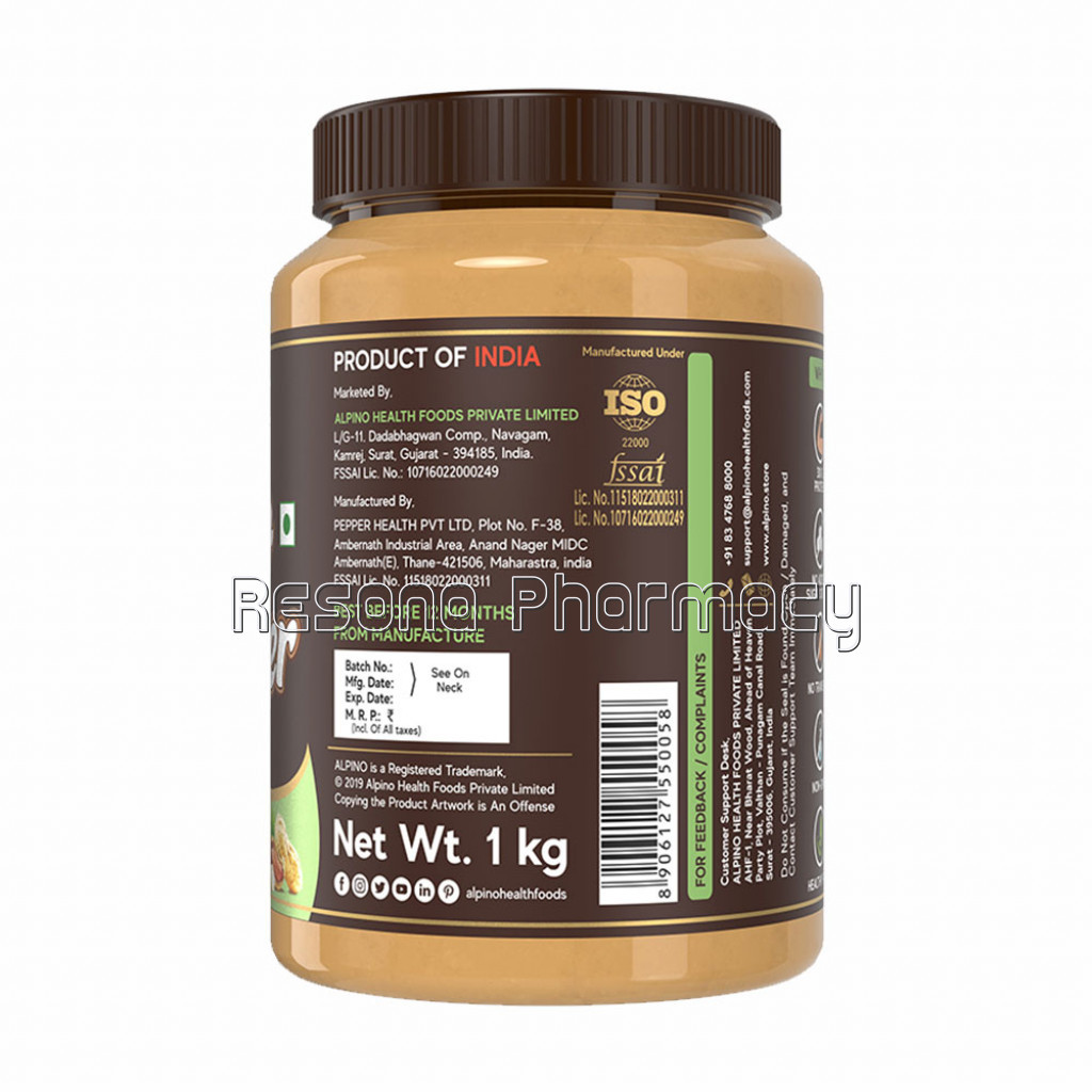 Alpino Organic NaNaturalPeanut Butter Smooth 1Kg