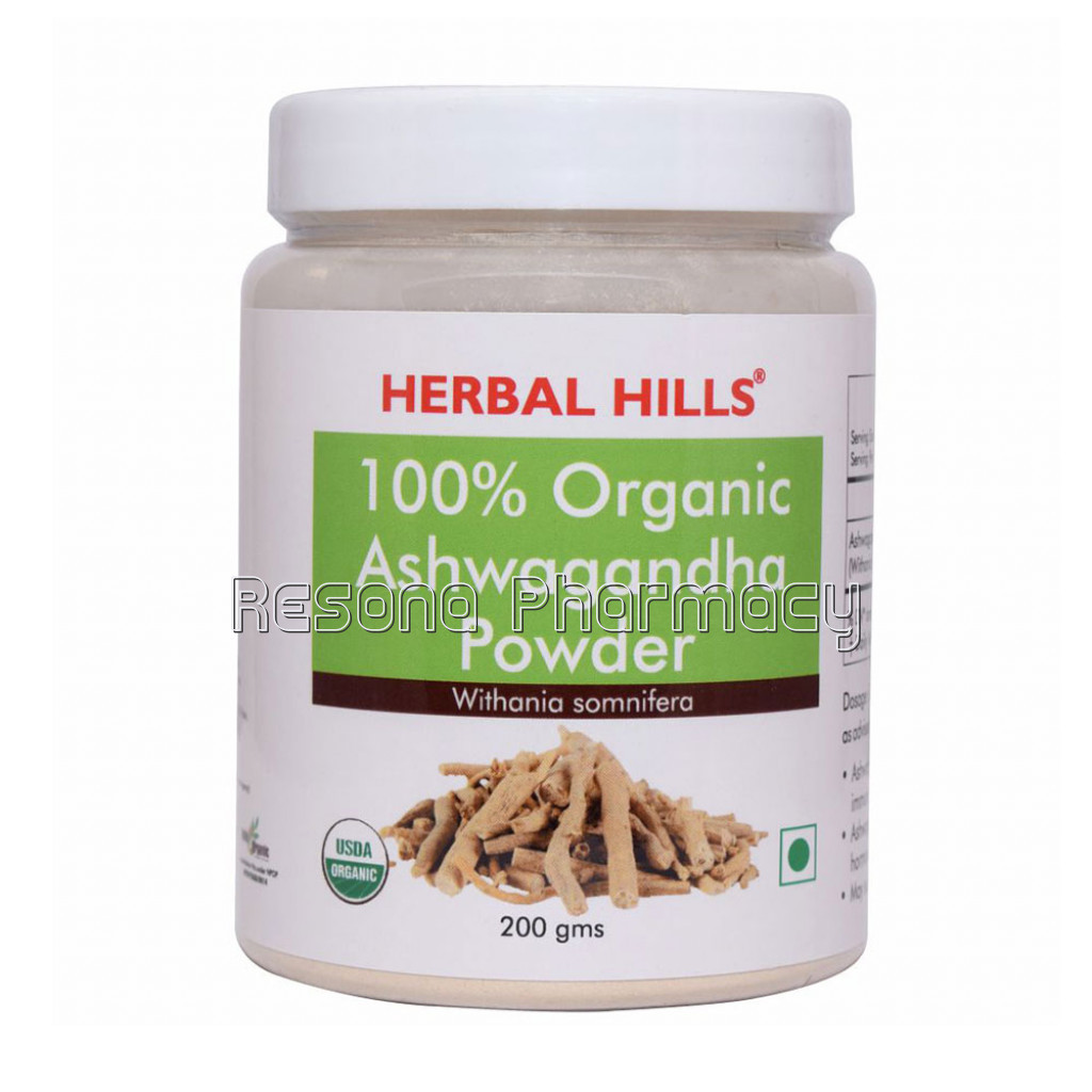 Herbal Hills Organic Ashwagandha Powder 200Gm For Healthy and Stress Free Life