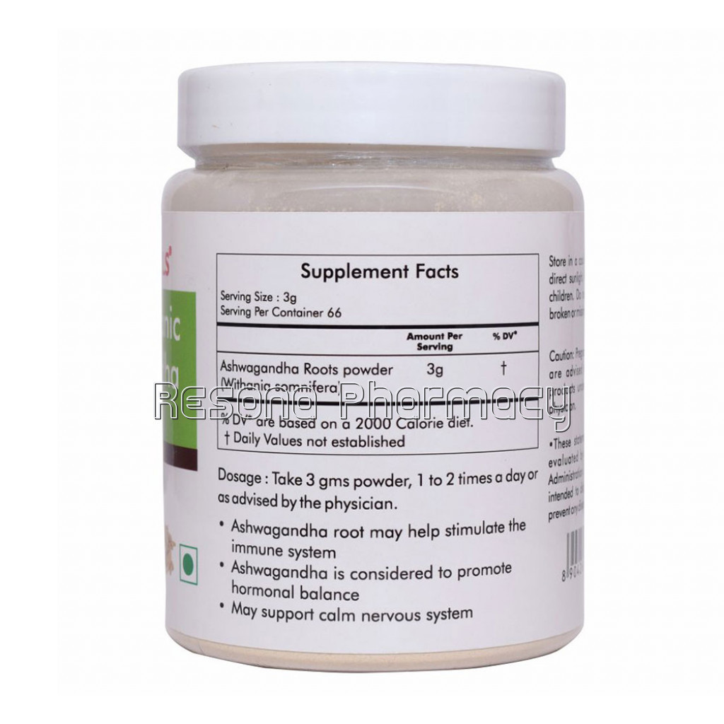 Herbal Hills Organic Ashwagandha Powder 200Gm For Healthy and Stress Free Life