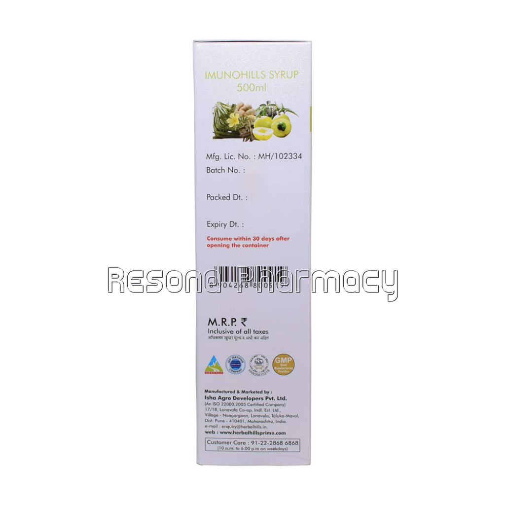 Ayurvedic Immunity Booster Syrup – Imunohills Herbal Shots 500Ml (Pack Of 2)