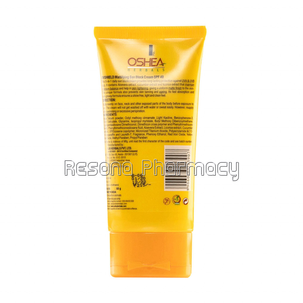 Uvshield Mattifying Sun Block Cream Spf 40   60 Gm