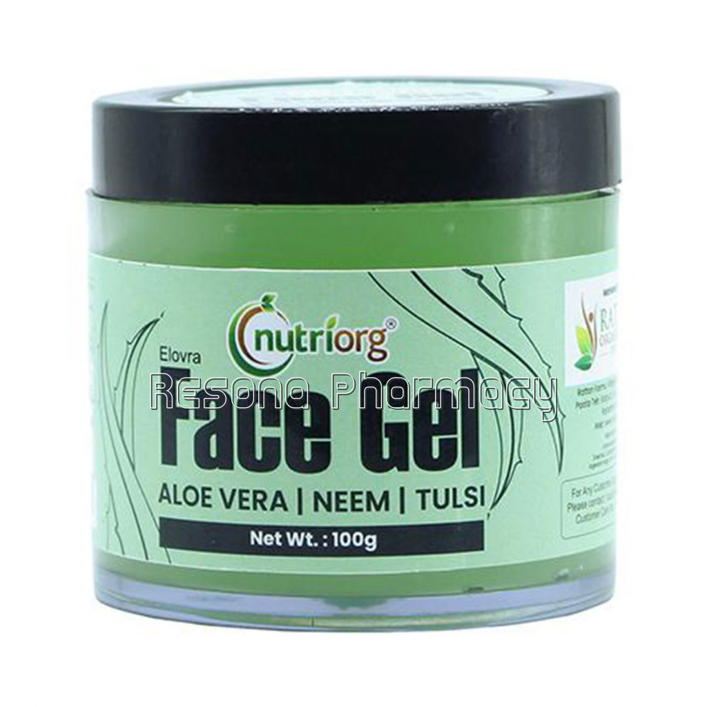 Nutriorg Elovra Face Gel Aloevera With Neem and Tulsi 100G (Pack Of 2)