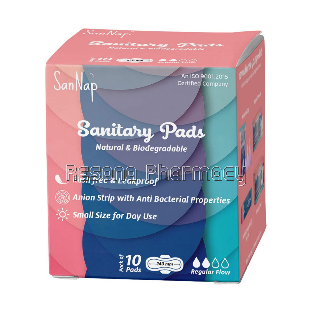 Sannap Biodegradable Super Soft Anion Sanitary Pads/Napkins, Antibacterial, Ultra Thin And Rash Free Protection – Small (S) Day Pads (Pack Of 10) (Small)