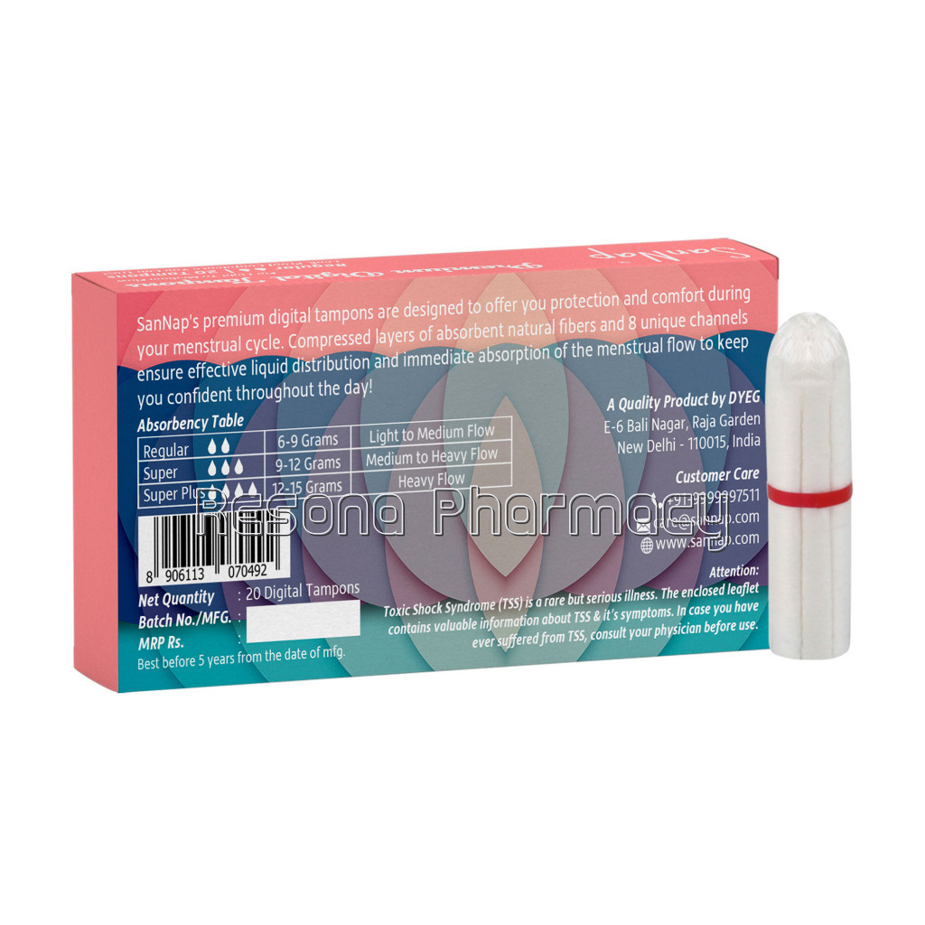 Sannap Premium Digital Regular Tampons (Heavy Flow, 20 Pieces)