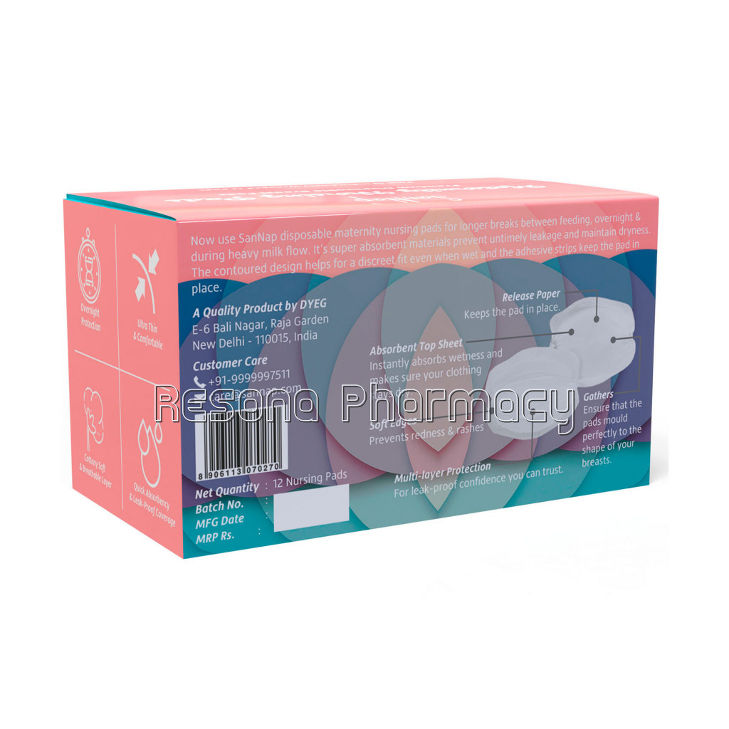 Sannap Disposable Breast Pads – Maternity Nursing Pads, Thin And Super Absorbent (12)