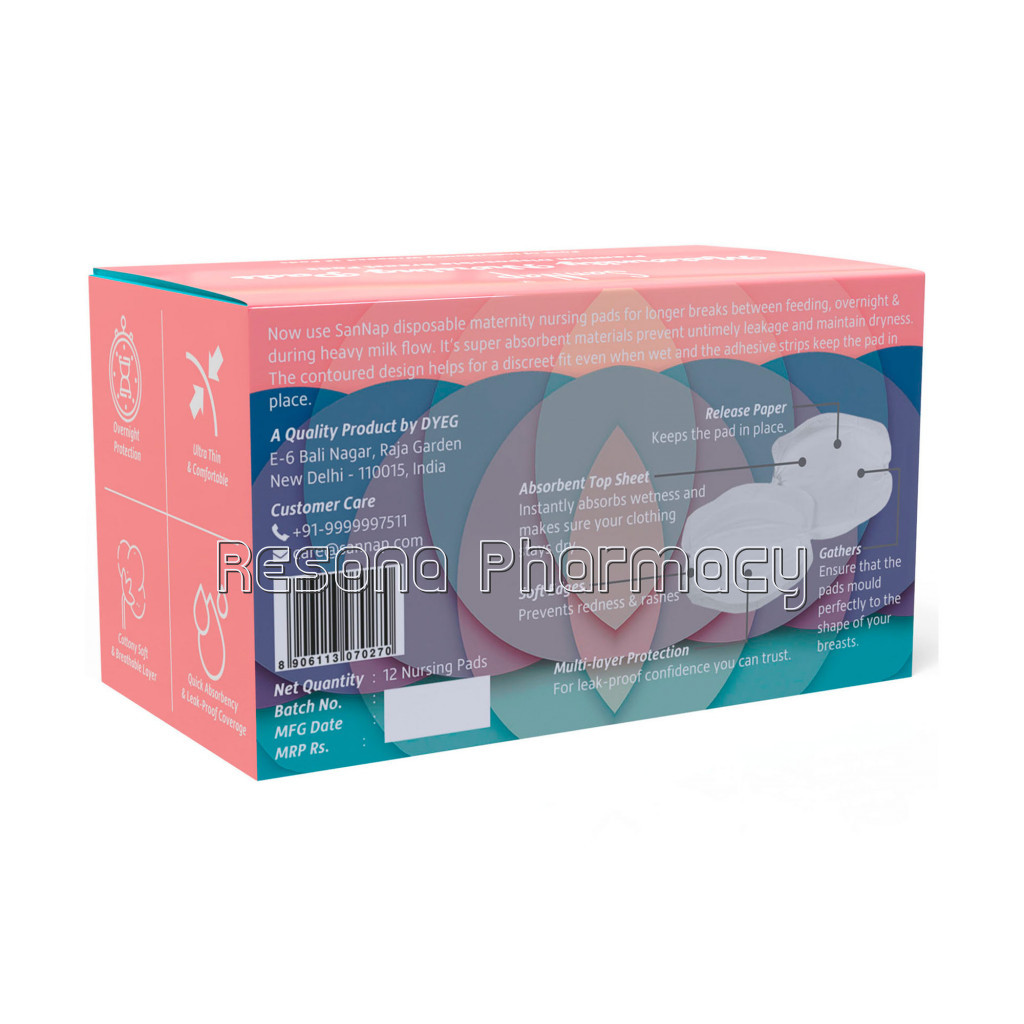 Sannap Disposable Breast Pads – Maternity Nursing Pads, Thin And Super Absorbent (12) (Pack Of 2)