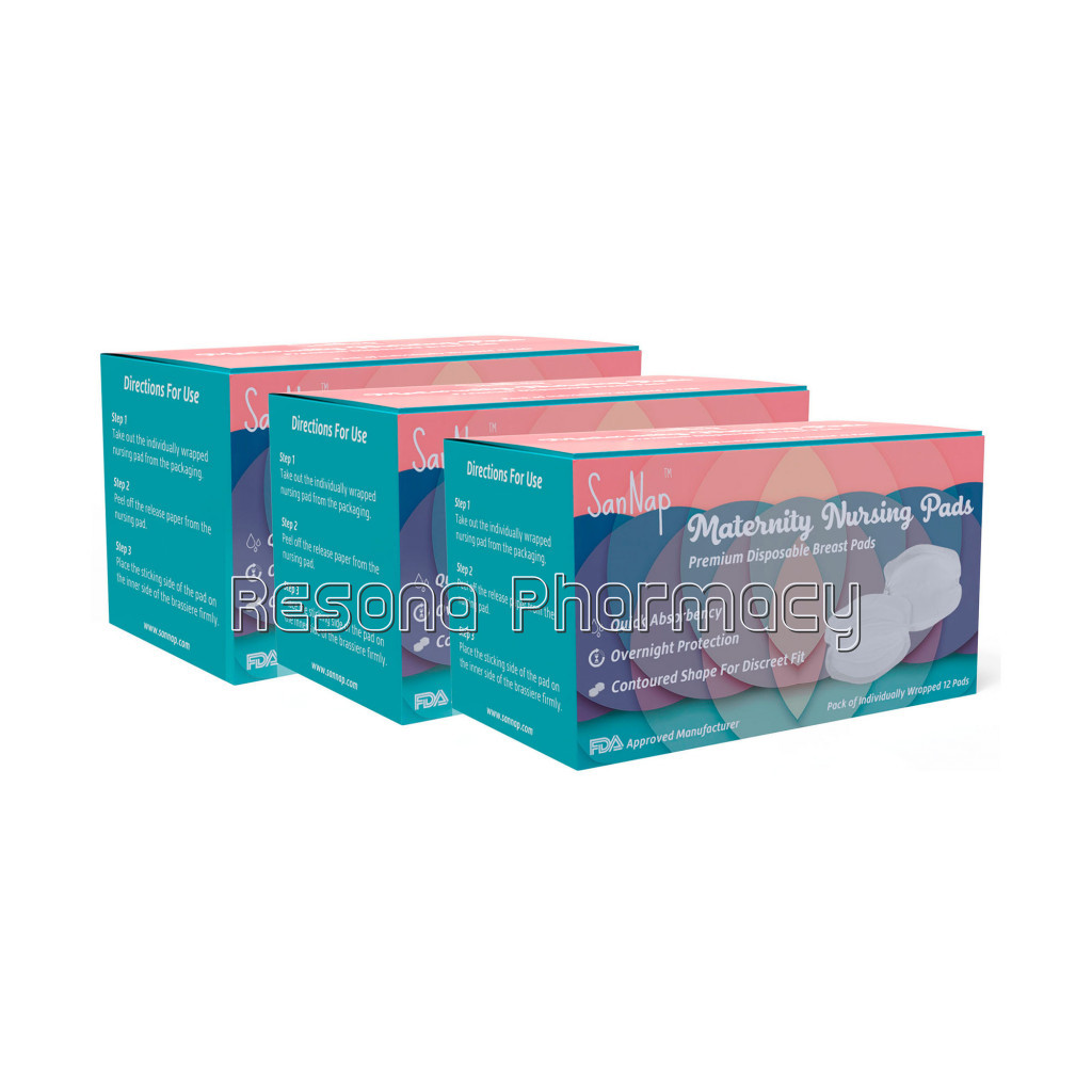 Sannap Disposable Breast Pads – Maternity Nursing Pads, Thin And Super Absorbent (12) (Pack Of 3)
