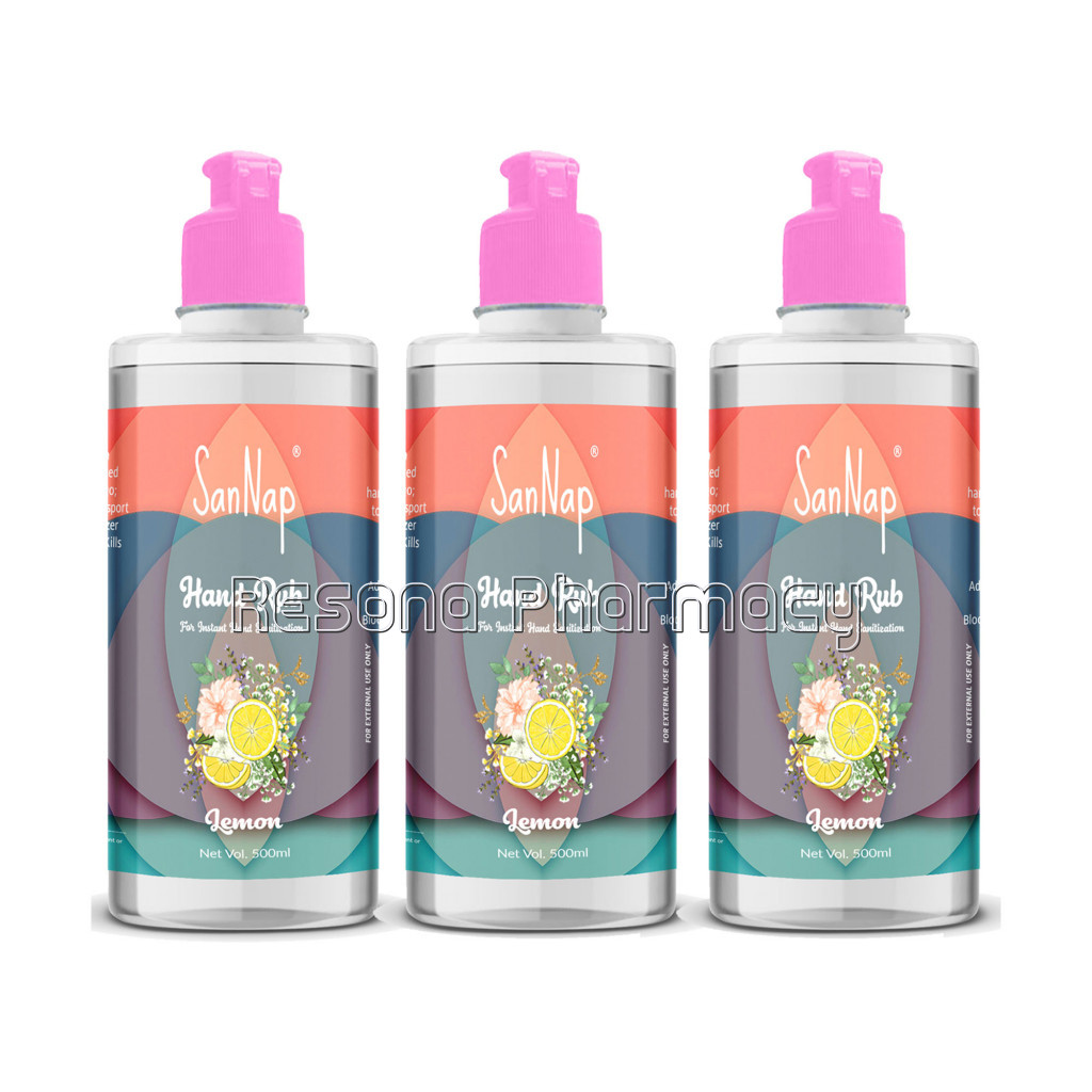 Sannap 70% Ipa (Alcohol Based) Instant Hand Sanitizer For Virus And Germ Protection, Lemon, (Pack Of 500Ml X 3)