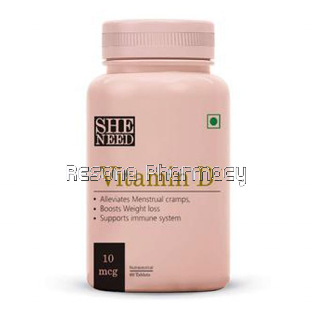 Sheneed Vitamin D3 Supplement (10 Mcg) For Women   Helps In Alleviating Menstrual Cramps, Bone and Muscle and Support Immune System   60 Tablets