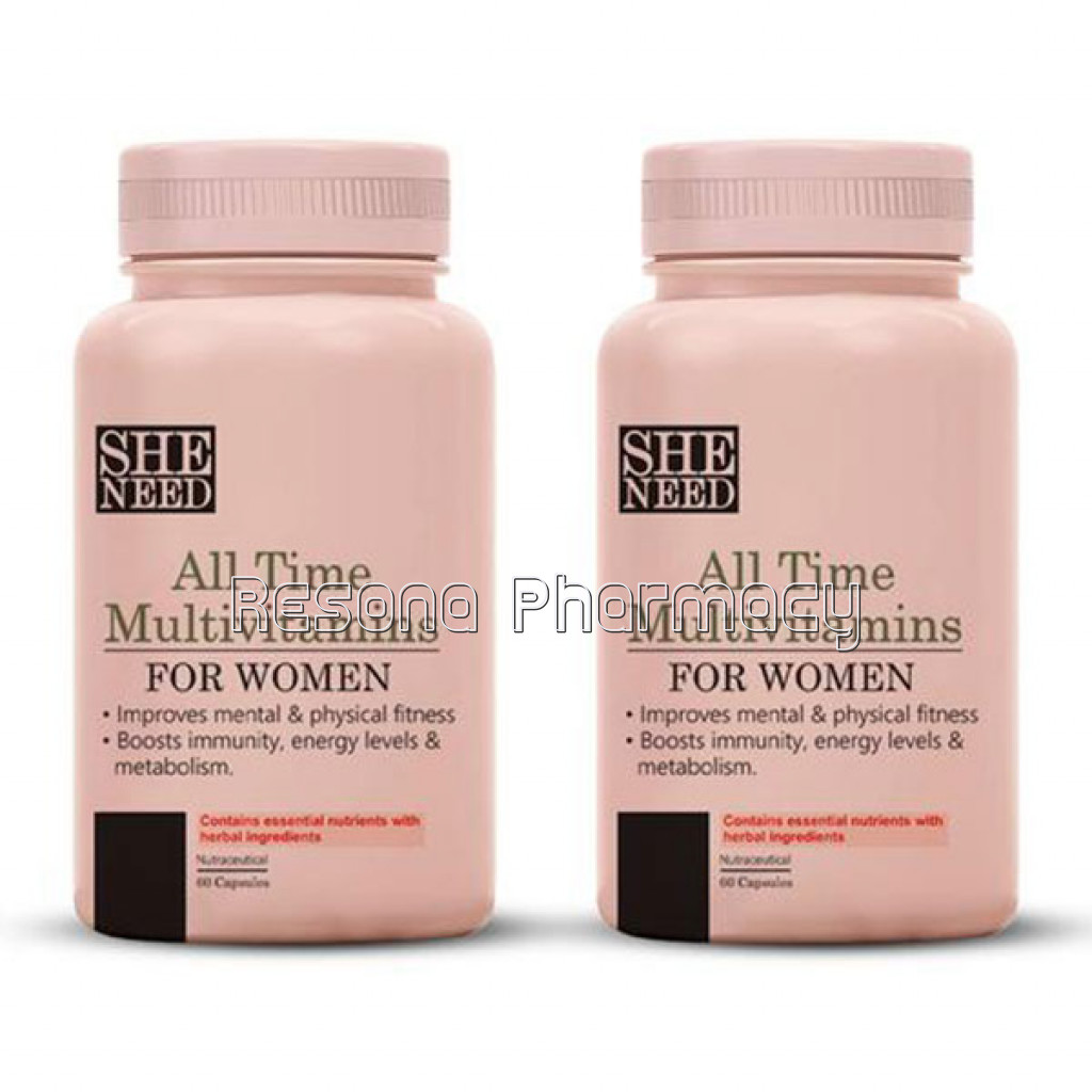 Sheneed All Time Multivitamin For Women  For Boosting Metabolism, Energy And Physical Fitness With 25 Essential Multivitamins And Minerals   60 Tablets (Pack Of 2)