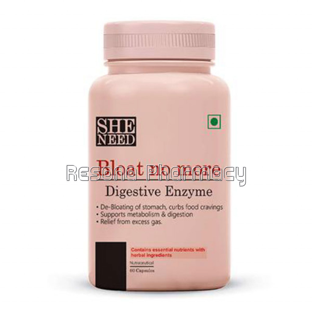 Sheneed Bloat No More Digestive Enzyme Supplement For Women   Alleviates Bloating Of Stomach, Promotes Digestion With Healthy Nutrients  60 Capsules