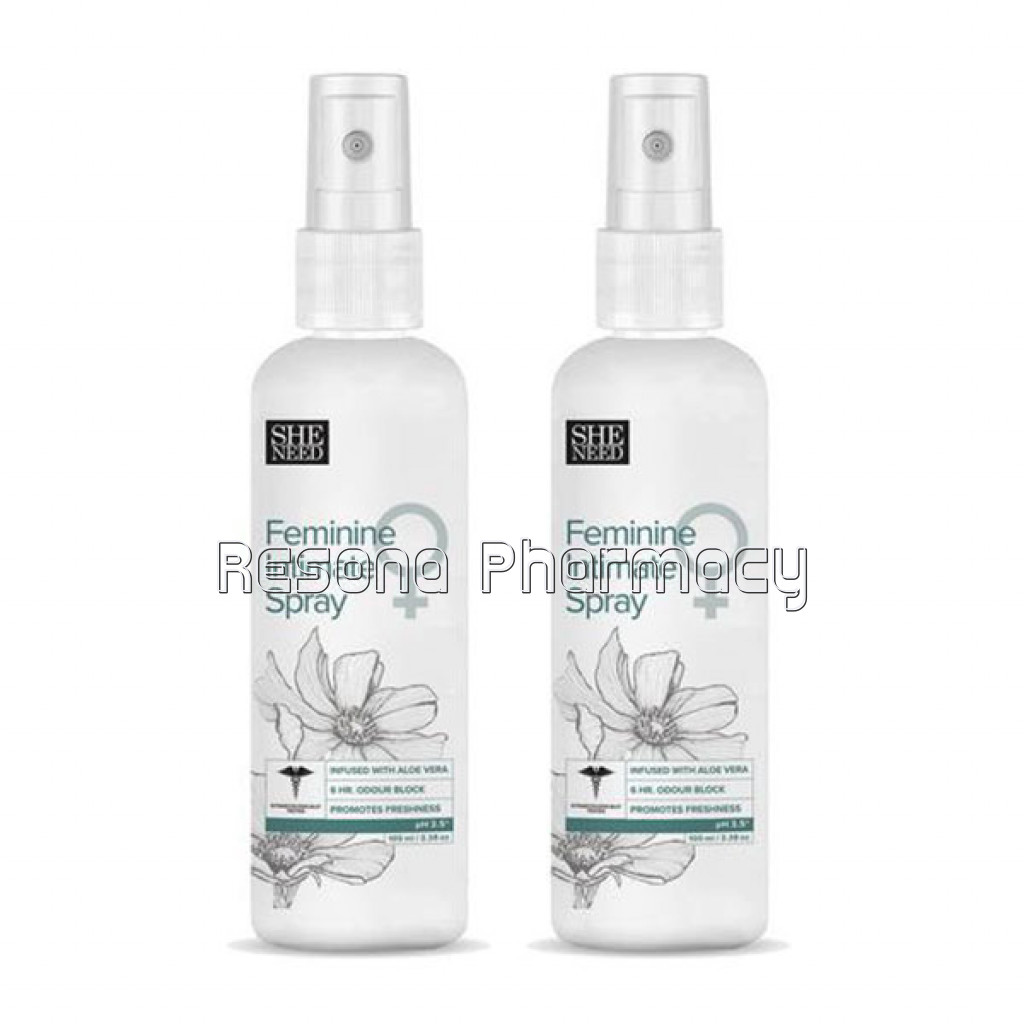 Sheneed Feminine Intimate Spray For Women, For Bikini Area, Protection From Uti, Calms Roughness, Rashes, Fungal Infections And Coolness For 5 Hours With Aloe Vera and Menthol – 100Ml (Pack Of 2)