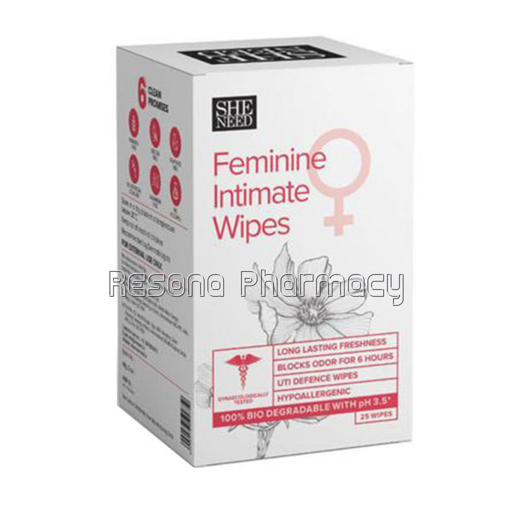 Sheneed Feminine Intimate Wipes 100% Biodegradable, Ph Balanced, Uti Protected Wipes For Women, With Chamomile Flower Extract and Vitamin E Oil (25 Wipes)