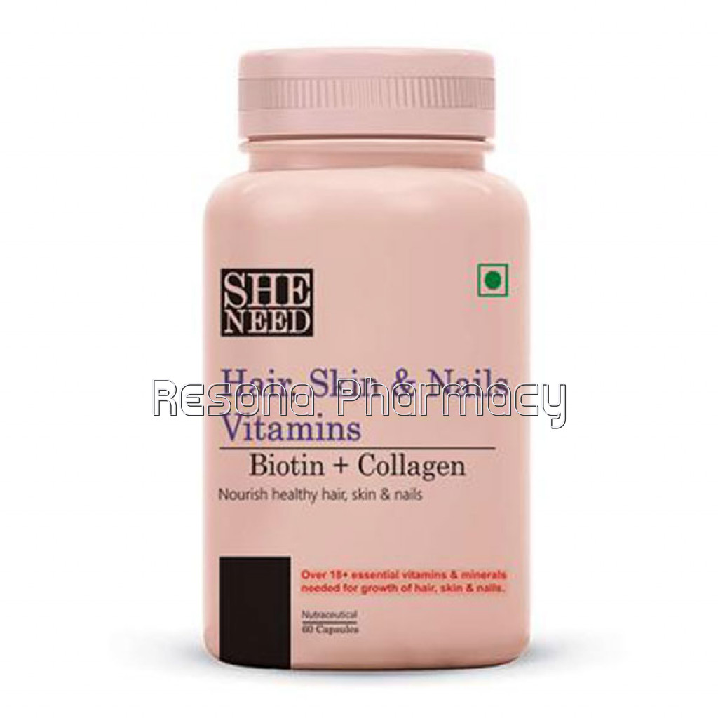 Sheneed Hair, Skin and Nails Vitamins With Biotin, Collagen and Keratin, Boosts Hair Growth, Clears Skin And Nails, 20 Essentials Vitamins and Minerals Boost Cell Growth To Improve Complexion and Hair Texture   60 Capsules