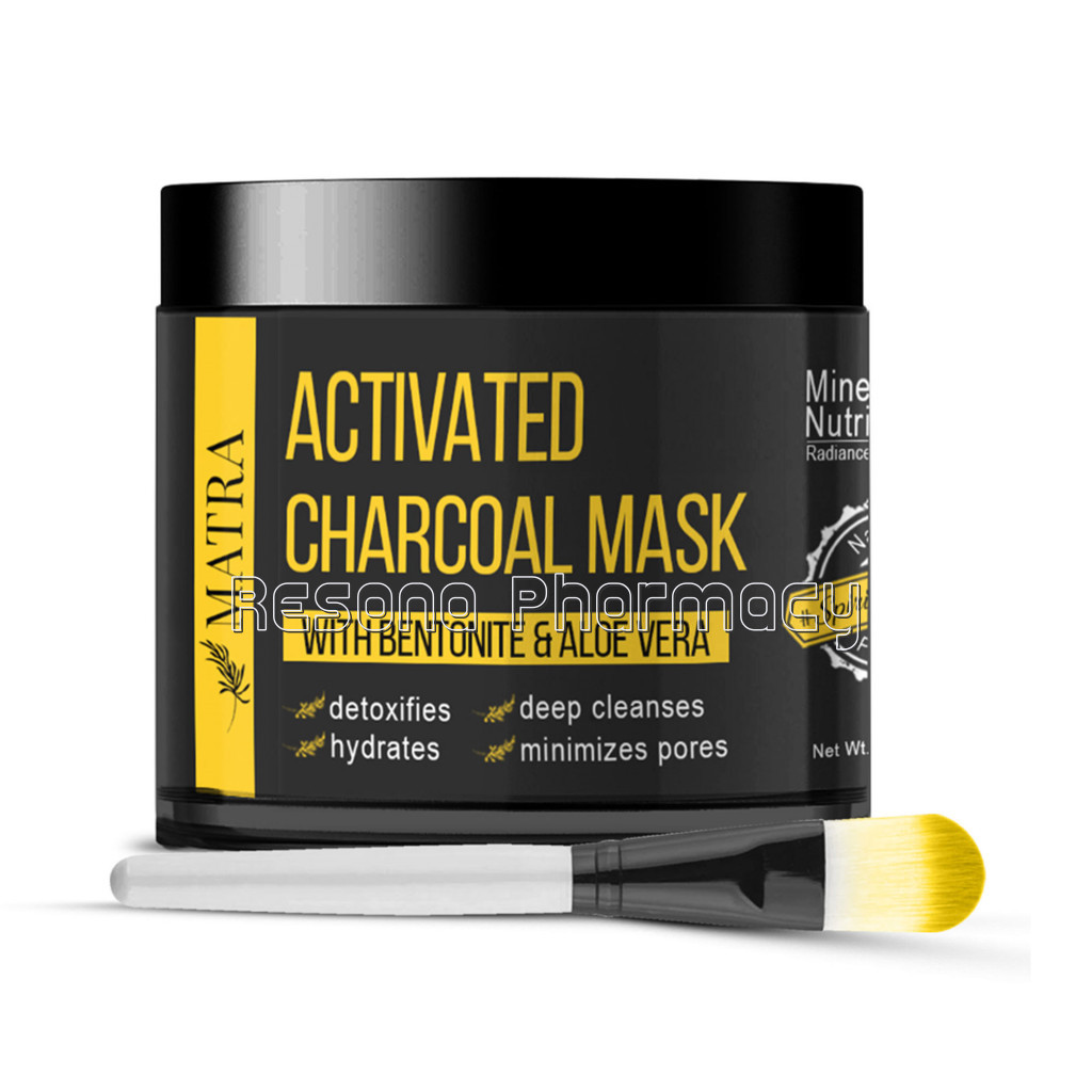 Activated Charcoal Mask With Bentonite Powder And Aloe Vera For Pore Minimizing, Blackhead Removal And Complexion Brightening