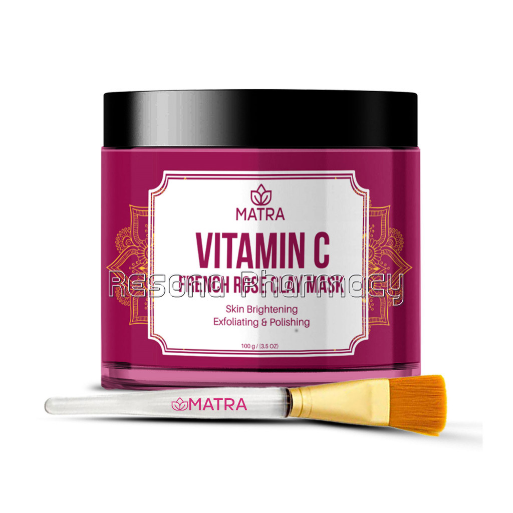 Matra Vitamin C French Rose Clay Kaolin Mask With Bentonite, Calamine and Jojoba Oil For Skin Lightening, Pore Cleansing And Scar Removal