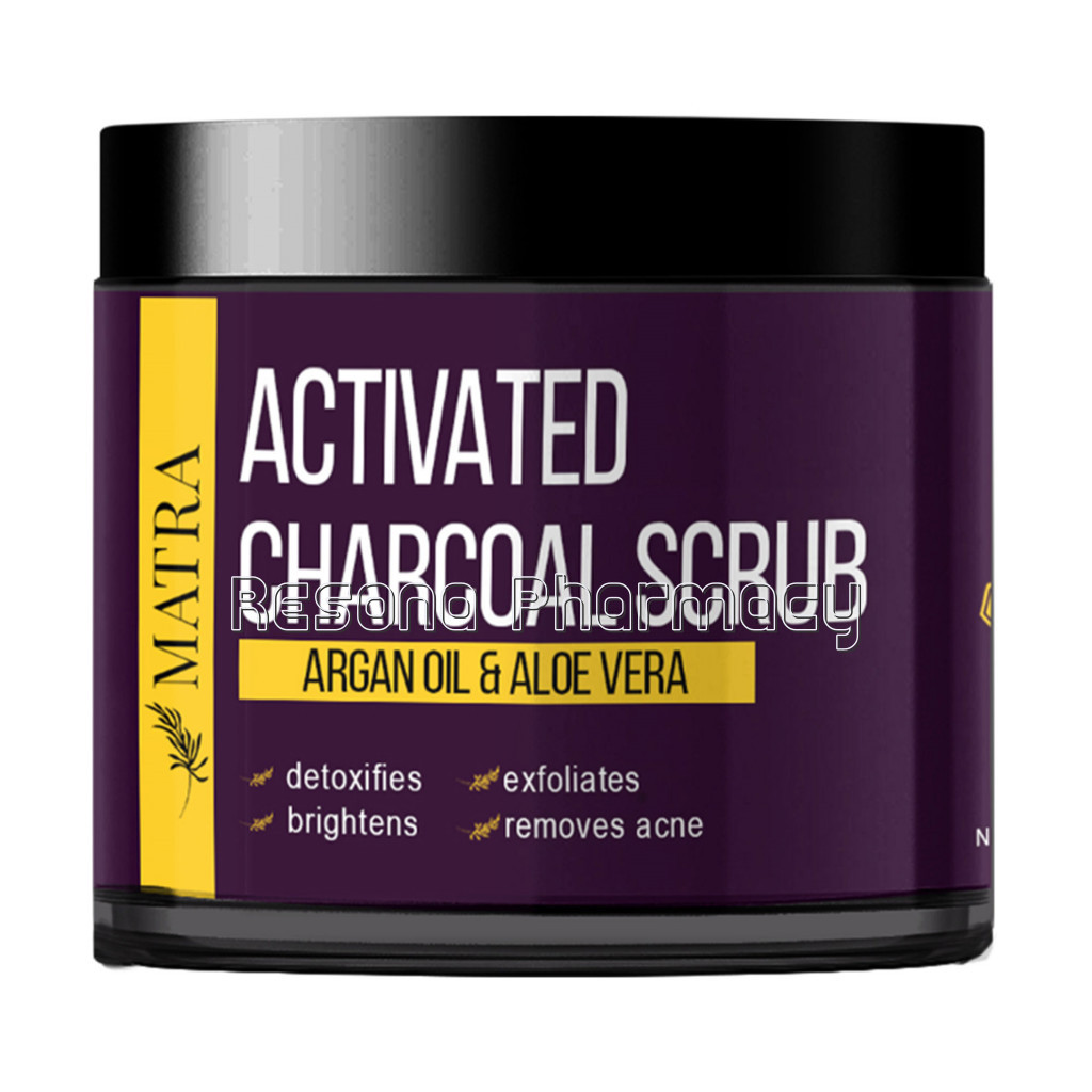Matra Activated Charcoal Scrub Infused With Argan Oil Exfoliating, Deep Cleansing And Pore Minimizing Scrub Blackhead Removal, Anti Acne, Wrinkle Reduction And Skin Brightening Treatment