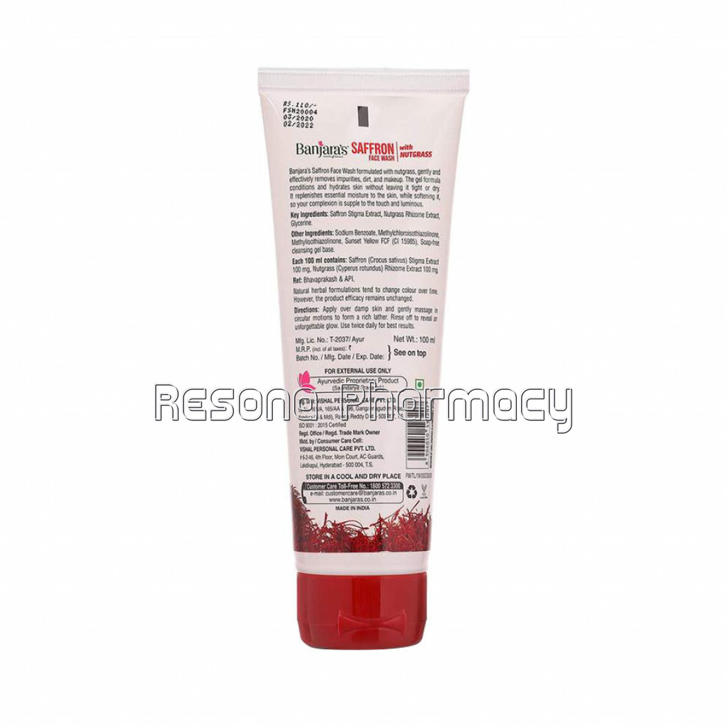 Banjara'S Saffron Face Wash With Nut Grass 100Ml