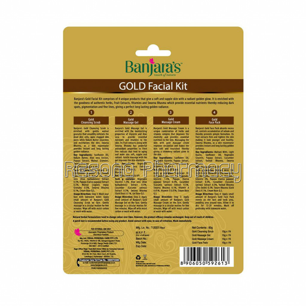 Banjara'S Gold Facial Kit (Blister Pack) 15Gms*4