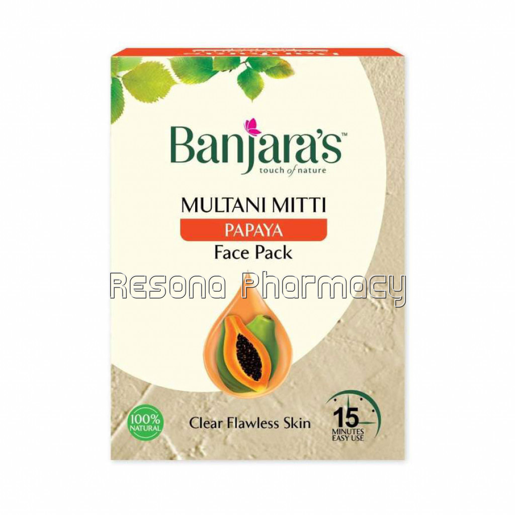 Banjara'S Multani Mitti Plus Papaya Face Pack Powder 100Gms (5*20Gms)