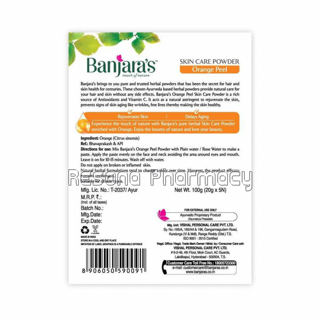 Banjara'S Skin Care Powder (Orange Peel) 100Gms (5*20Gms)