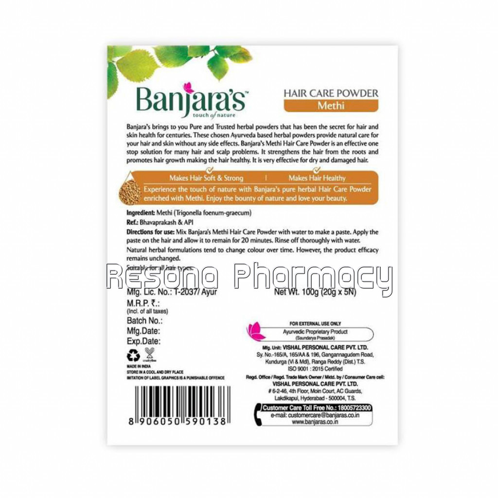 Banjara'S Methi Hair Care Powder 100Gms (5*20Gms)