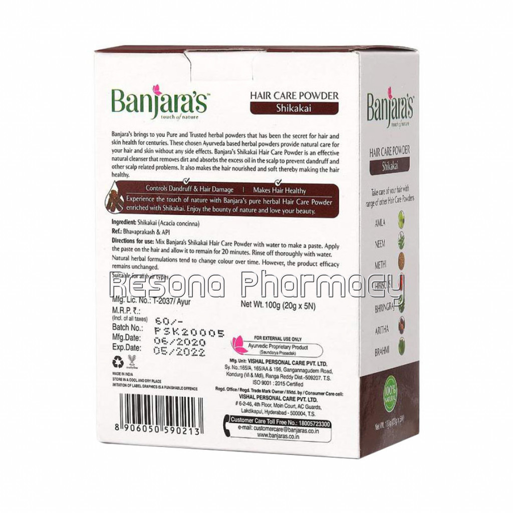 Banjara'S Shikakai Hair Care Powder 100Gms (5*20Gms)