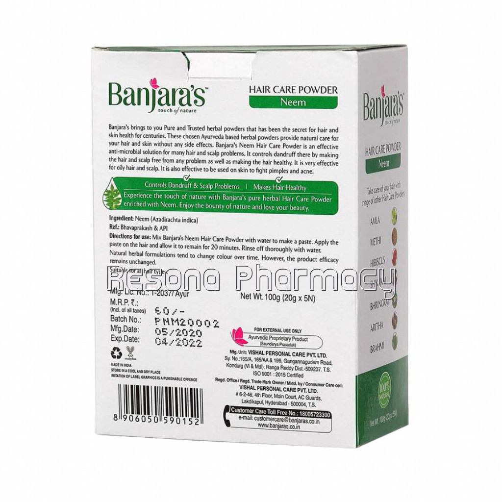 Banjara'S Neem Hair Care Powder 100Gms (5*20Gms)