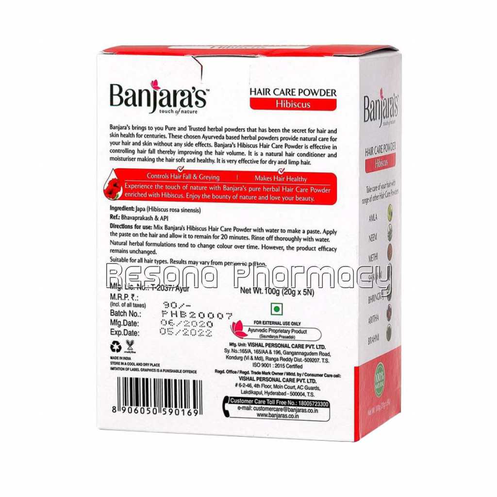 Banjara'S Hibiscus Hair Care Powder 100Gms (5*20Gms)
