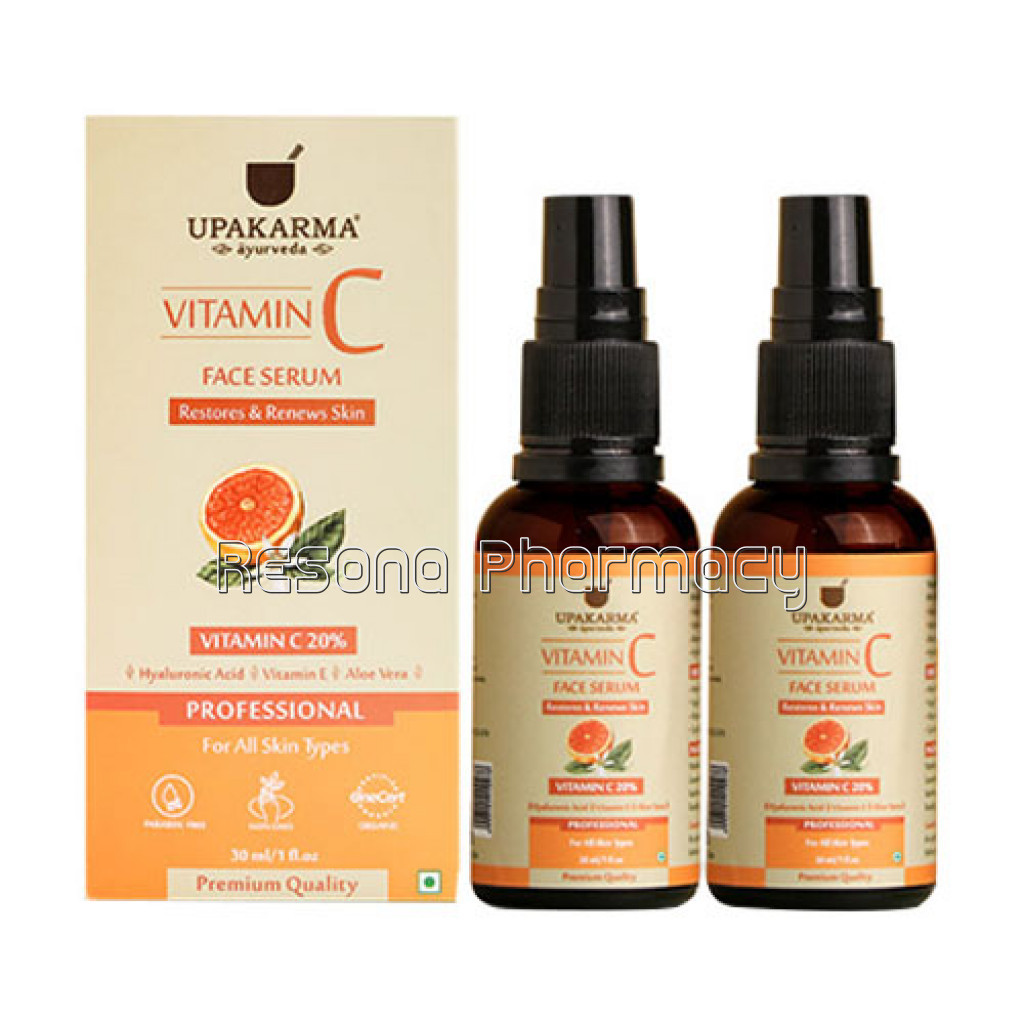 Upakarma Vitamin C Face Serum 30Ml – Pack Of 2 | Restore And Renews Skin With Hyaluronic Acid, Vitamin E And Aloe Vera